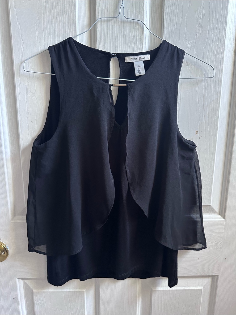 White House Black Market Black Layered Chiffon Sleeveless Blouse